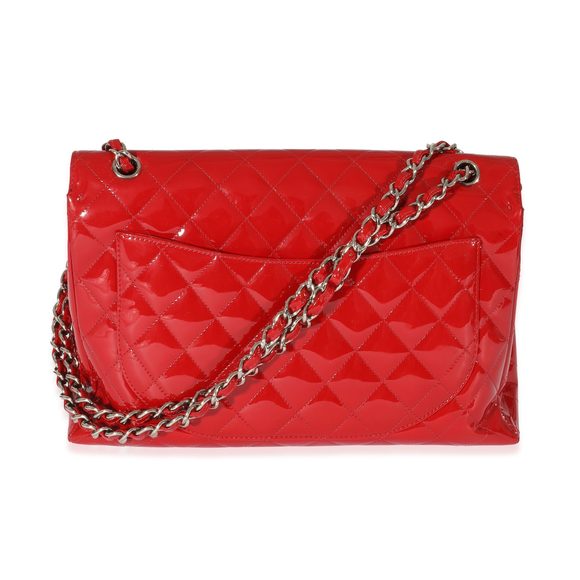 Chanel Red Patent Maxi Single Flap Bag - Picture 5 of 8